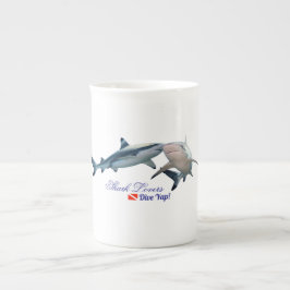 Taza De Porcelana Amantes del tiburón blanco rotan vidrio