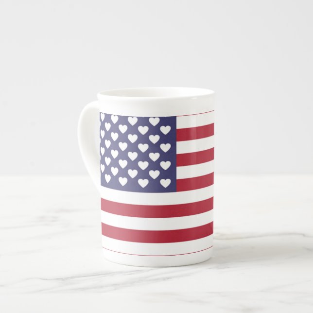 TAZA DE PORCELANA AMO A LOS ESTADOS UNIDOS DE AMÉRICA (Izquierda)
