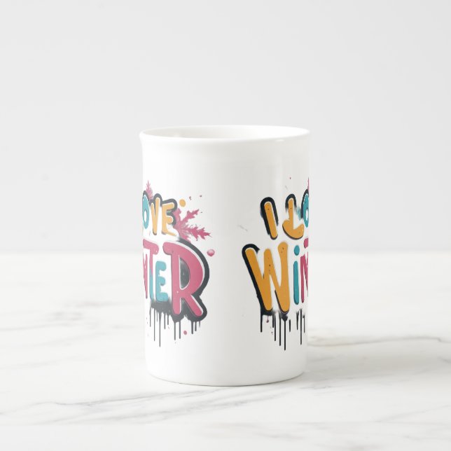 Taza De Porcelana Amo el invierno (Frente)
