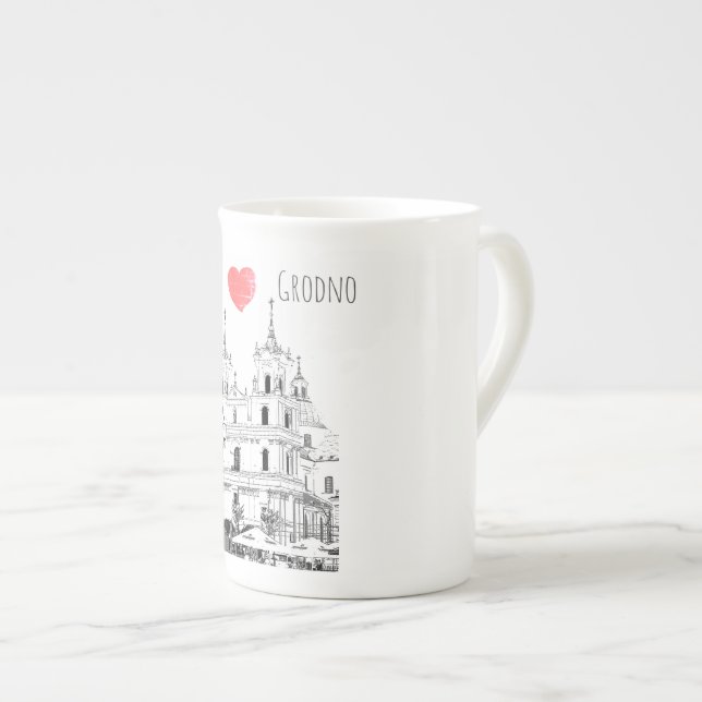 Taza De Porcelana Amo Grodno Belarus Architecture Sketch (Derecha)
