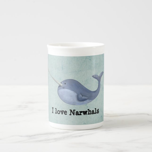 Taza De Porcelana Amo Narwhals (Frente)