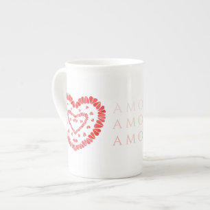 Taza De Porcelana AMOR AMOR AMOR A HUESO China Mug