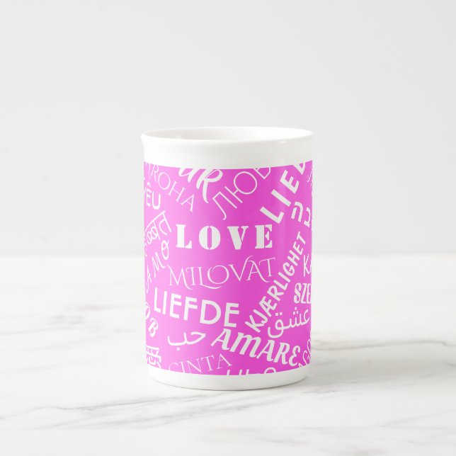 Taza De Porcelana AMOR - Multi Language - Personalizable Internacion (Frente)