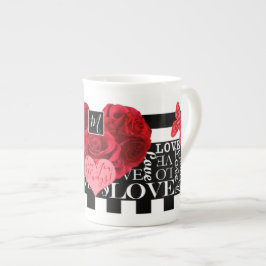 Taza De Porcelana Amor y Rosas Estilo de pizarra