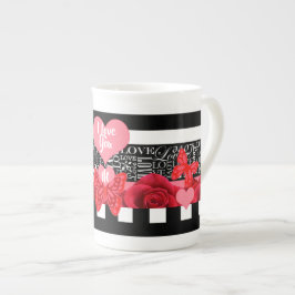 Taza De Porcelana Amor y Rosas Mug estilo pizarra