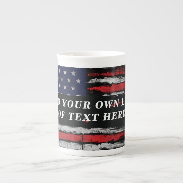 Taza De Porcelana Añadir tu propio texto a la bandera norteamericana (Frente)