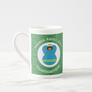 Taza De Porcelana Ángel de la bandera de Aruba Navidad Personalizado