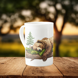 Taza De Porcelana Animal de Woodland Bear Tranquilo