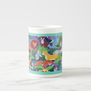 Taza De Porcelana Animales Coloridos de la Selva