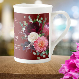 Taza De Porcelana Aniversario Boda de Parejas Rojas 50 Personalizada