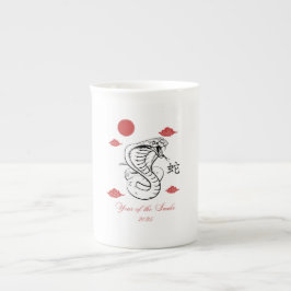 Taza De Porcelana Año de la serpiente 2025 con la serpiente de palab