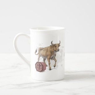 Taza De Porcelana Año del arte chino del zodiaco del buey