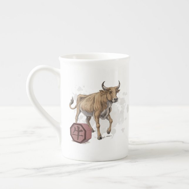 Taza De Porcelana Año del arte zodiaco chino-ox (Izquierda)