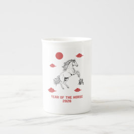 Taza De Porcelana Año del caballo 2026 con caballo de palabra chino