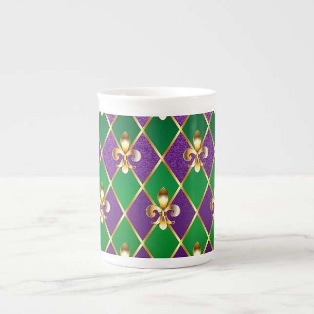 Taza De Porcelana Antecedentes de joyas Mardi Gras (Frente)
