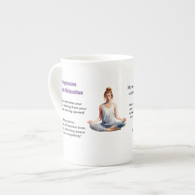 Taza De Porcelana Antistress Peace serenity Chakra Relax calm (Izquierda)