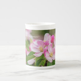 Taza De Porcelana Apple Blossom con cita de Shakespeare