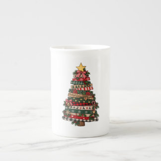 Taza De Porcelana Árbol de Navidad Rústico 