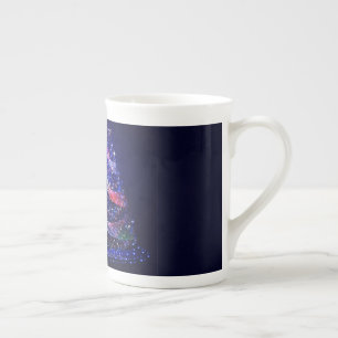 Taza De Porcelana árbol de Navidad SlipperyJoe digital rojo translúc