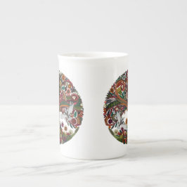 Taza De Porcelana árbol de vida blanco