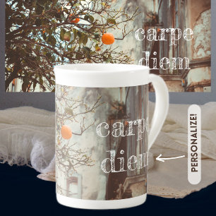 Taza De Porcelana Árbol Naranja en un casco antiguo romántico