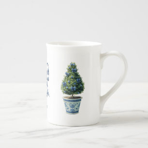 Taza De Porcelana Árbol topiario de Navidad con Chinoiserie