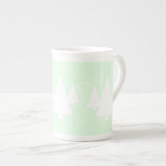 Taza De Porcelana Árboles blancos en verde pálido