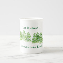 Taza De Porcelana Árboles de invierno pintados a mano Deja que nieve