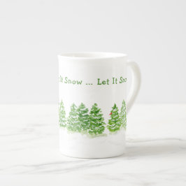 Taza De Porcelana Árboles de invierno pintados a mano permiten la ni