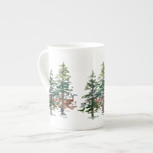 Taza De Porcelana Árboles forestales de Evergreen