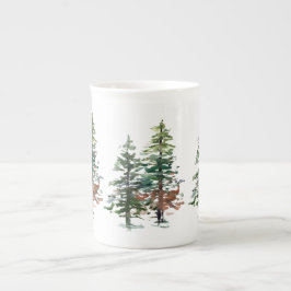 Taza De Porcelana Árboles forestales de Evergreen