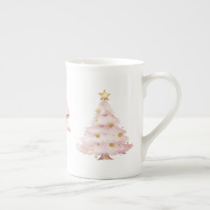 Taza De Porcelana Arco rosado de árbol de Navidad