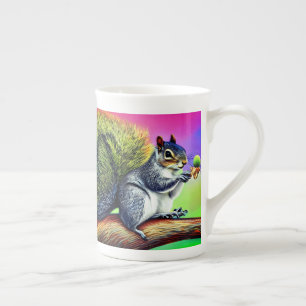 Taza De Porcelana Ardilla Adorable en la Rama-47563