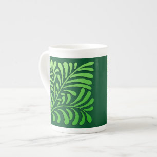 Taza De Porcelana Art Deco fern pattern - shades of green