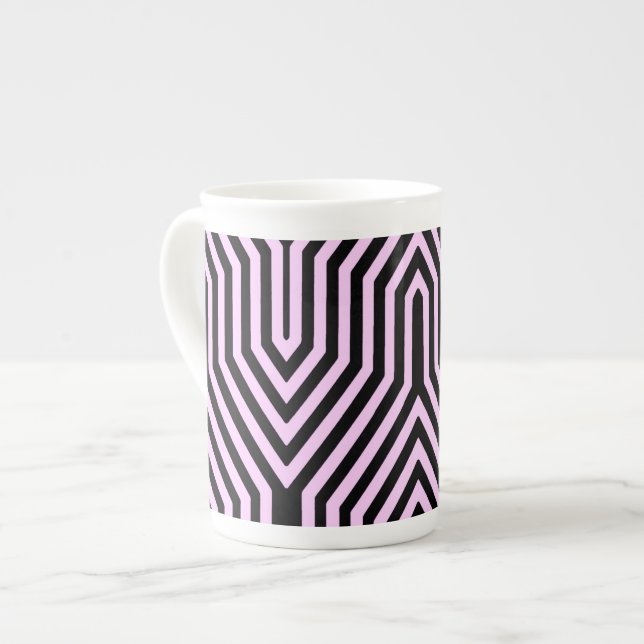 Taza De Porcelana Art Deco Geométrico - negro y rosa (Izquierda)
