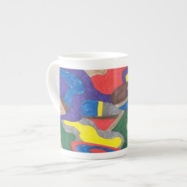 Taza De Porcelana "Arte abstracto del gato de Picasso" (Izquierda)