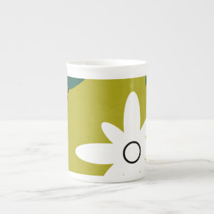 Taza De Porcelana Arte botánico abstracto de flor de margarita minim