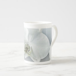 Taza De Porcelana Arte Botánico de Orquídea Blanca Elegante
