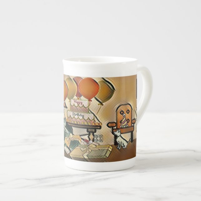 Taza De Porcelana Arte de cumpleaños feliz (Derecha)