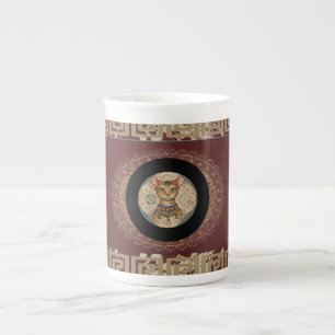 Taza De Porcelana Arte de gato vintage y antiguo, bonito patrón flor