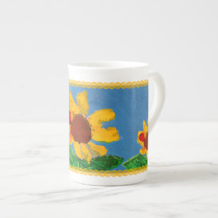 Taza De Porcelana "Arte de los niños" de girasol
