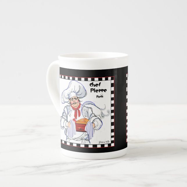 Taza De Porcelana Arte de Mug Chef francés grasoso (Izquierda)