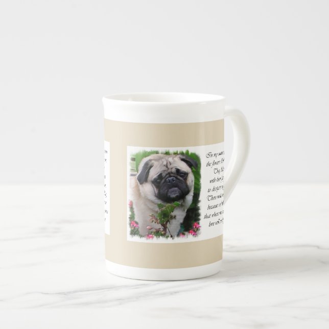 Taza De Porcelana Arte de Pug Lovers (Derecha)