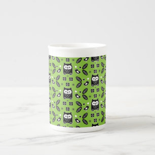 Taza De Porcelana Arte folclórico de búho escandinavo