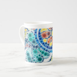 Taza De Porcelana Arte fotográfico artesanal mosaico azul naranja mo