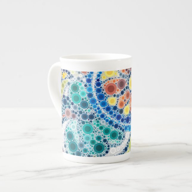 Taza De Porcelana Arte fotográfico artesanal mosaico azul naranja mo (Izquierda)