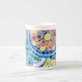 Taza De Porcelana Arte fotográfico artesanal mosaico azul naranja mo