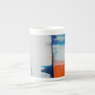 Taza De Porcelana Arte Moderno Abstracto Azul y Naranja