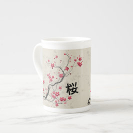 Taza De Porcelana Arte oriental de la flor de cerezo de Sakura del