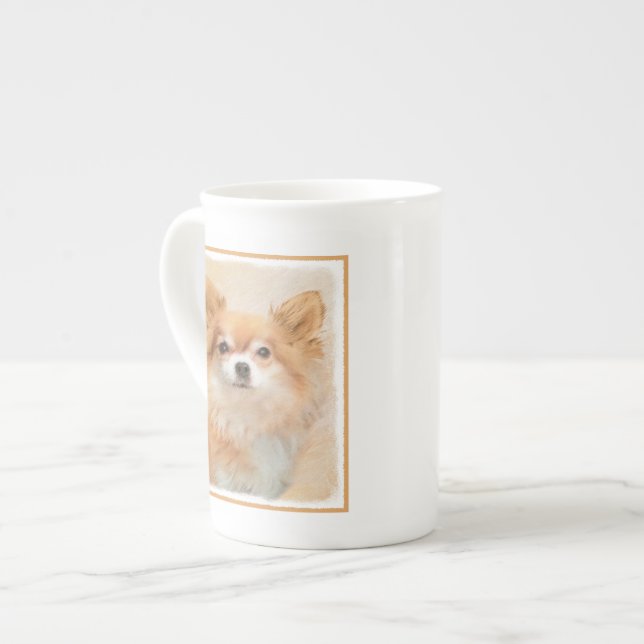 Taza De Porcelana Arte original de la pintura de perro de Chihuahua, (Izquierda)